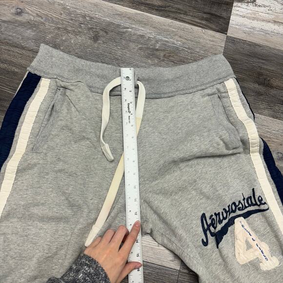 Vintage y2k Aeropostale Shorts 4 Gray Side Striped Mens‎ M Gym Sweat Shorts Logo - Picture 7 of 11